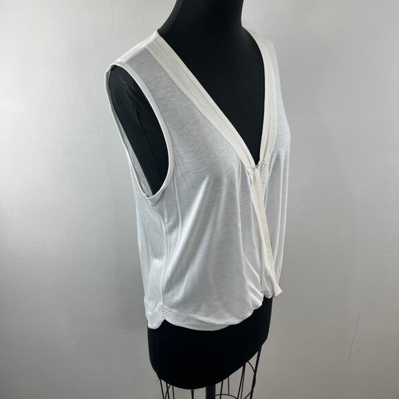 A.L.C. White Surplice Blouse Plunge Neck Band-Hem Pullover Summer Size M Medium - Picture 5 of 8